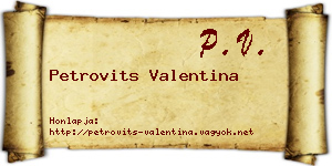 Petrovits Valentina névjegykártya